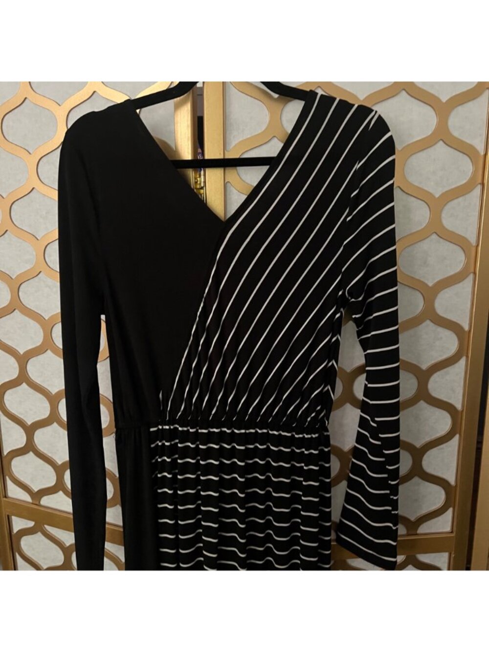 Whimsigoth New Romantics Free People M Black & White Striped Referee Maxi Dress - Picture 8 of 16